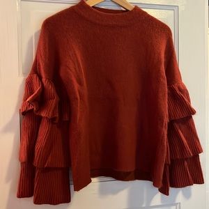 Orange tiered sleeve sweater